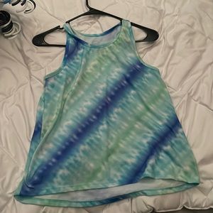 Tie dye, blue and green tank top